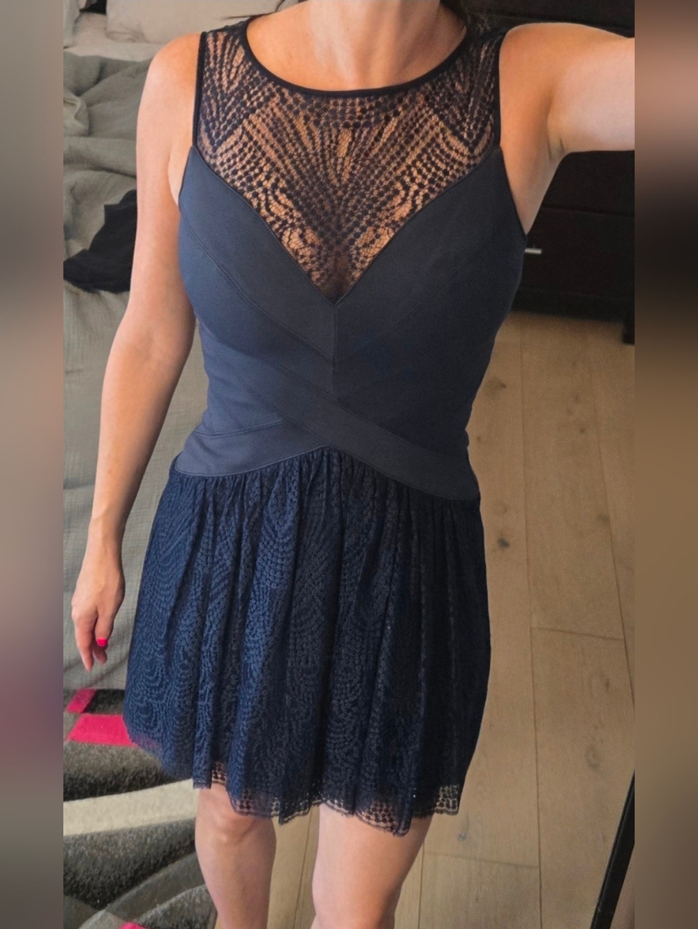 BCBGMAXAZRIA Sophiana Navy Cocktail Dress - Sz 0